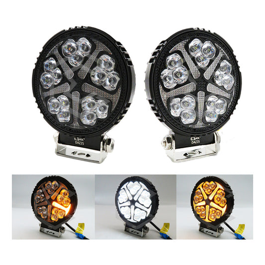 Par De Faros 30 Leds Redondo Bicolor Fijo Secuencial 12-24v Transparente