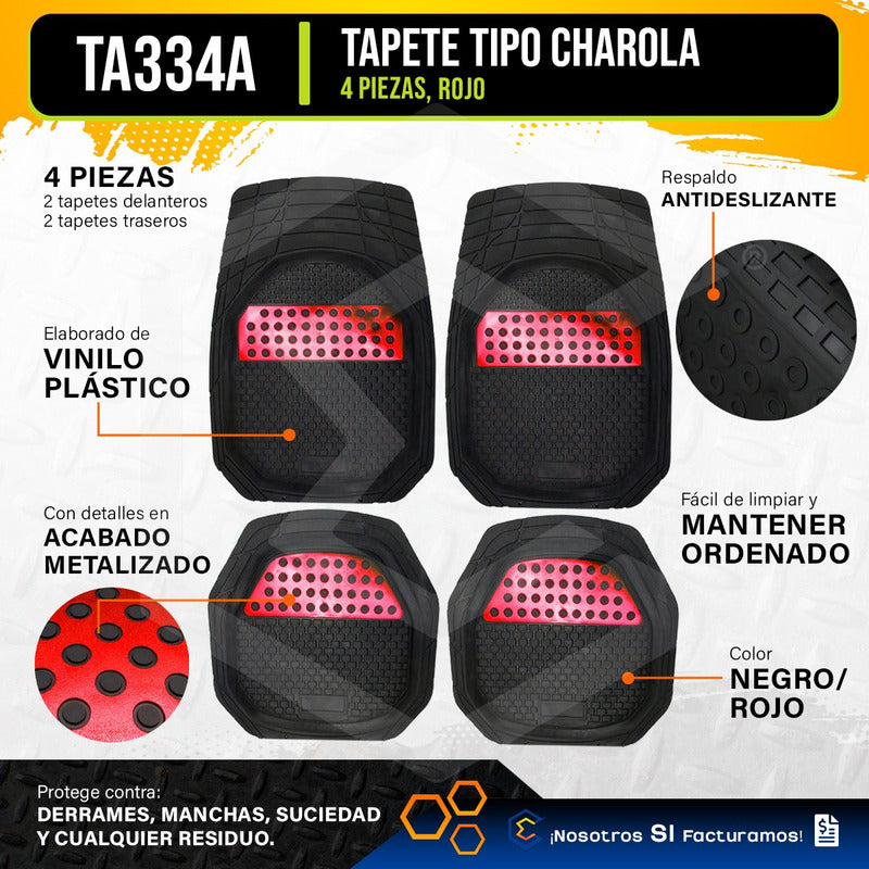 Tapete Tipo Charola Uso Rudo Auto Camioneta Juego 4 Piezas