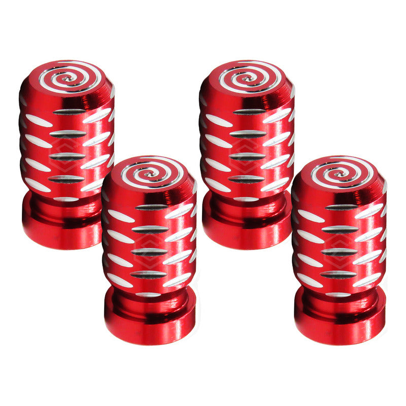 Kit 4 Tapon Cubre Pivote Válvula Metálico Espiral Auto Moto