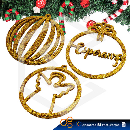 Esferas Navideñas Para Arbol Navidad Diamantina  Kit 10pzas