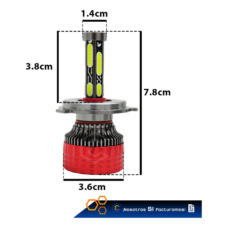 2 Focos Led H4 Ventilador Alta Y Baja Aro Luz 15000lm 12-24v H4