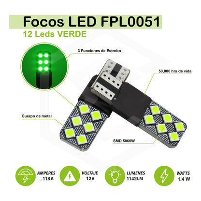 Kit 10 Focos De Pellizco 12 Led 3 Funciones D Estrobo Canbus