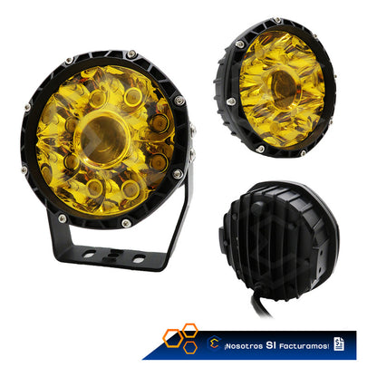 Par De Faros 9 Leds Redondo Con Lupa Luz Fija 5 PuLG 12-24v