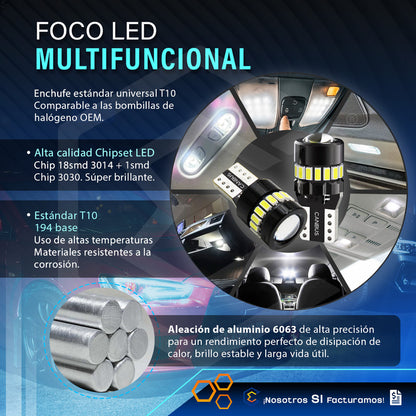 Par De Focos De Pellizco 19 Leds T10 Canbus Lupa 2.4w 700lm