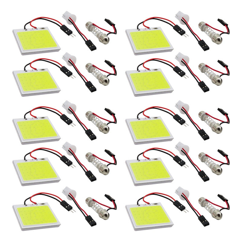 10 Placa Luz Interior Para Coche 24 48 Leds Cob 2 Adaptadore