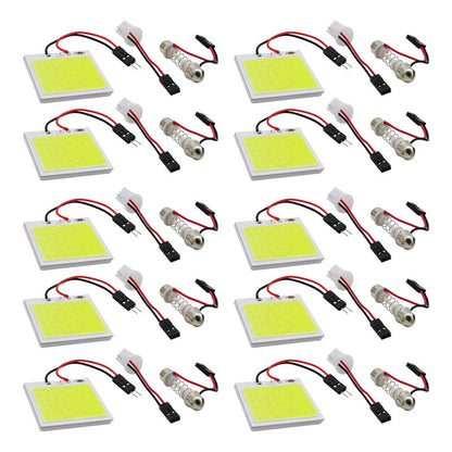 10 Placa Luz Interior Para Coche 24 48 Leds Cob 2 Adaptadore