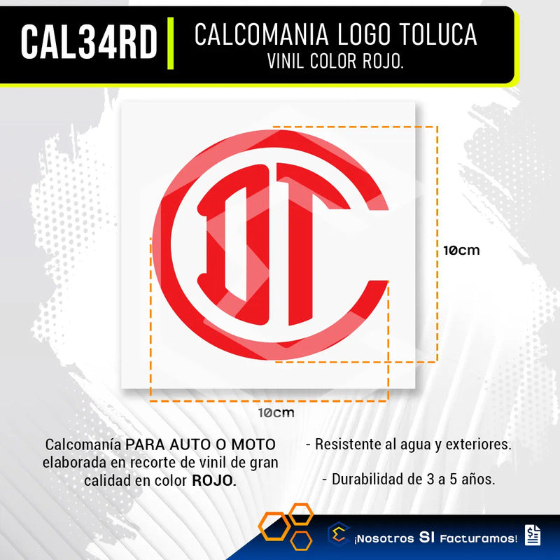 Calcomanía Sticker Vinil Logo Toluca Auto Moto 10cm X 10cm