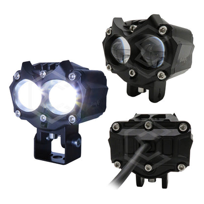 Par De Faros 8 Leds Bicolor Rgb 2 Lupas 5 Funciones 12-24v