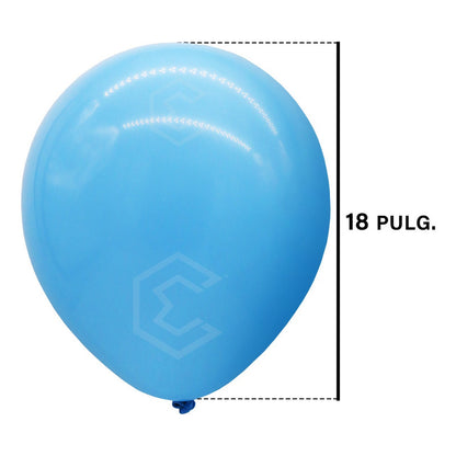 Bolsa 25 Globos Azul Claro Brillosos #18 Fiestas Bodas Latex Azul Claro Brilloso