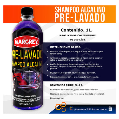 Combo 12 Prelavadores Shampoo Alcalino 1l Margrey Automotriz