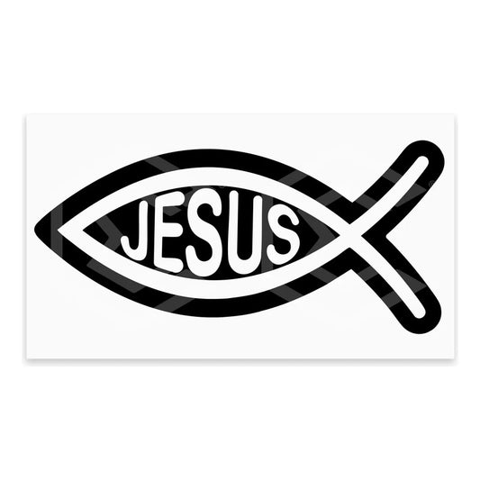 2 Calcomanía Jesús Pez Negro Sticker Vinil Auto Moto 13x6cm