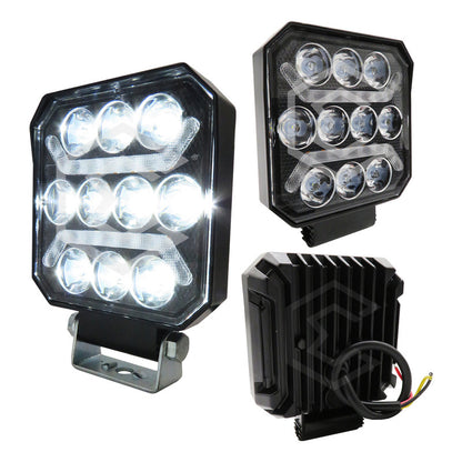 Par Faros 28 Leds Cuadrado Bicolor 10 Lupas 3 Funcion 10-30v