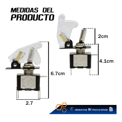 Switch Interruptor 1 Paso Tipo Nos Con Tapa Con Luz 1 Pieza