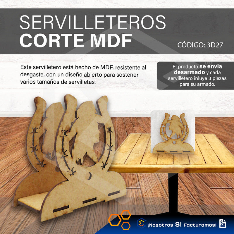 Kit 60 Servilletero Vaquero Sombrero Recuerdos 12cm Mdf 3mm