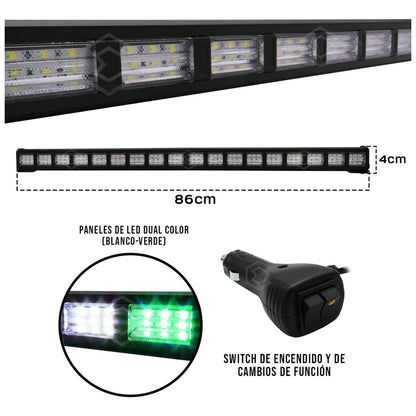 Barra 324 Led 19 Funciones 18 Módulos Bicolor Estrobo 12-24v