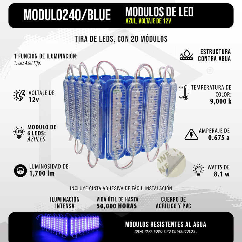 20 Módulos 6 Led Acrilico Alta Intensidad Color A Elegir 12v