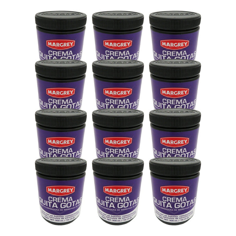 12 Crema Quita Gotas Vidrios Y Cristales Pieza 300ml Margrey