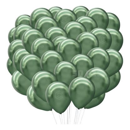 Bolsa 50 Globos Verde Metalizado #10 Fiestas Y Bodas Latex