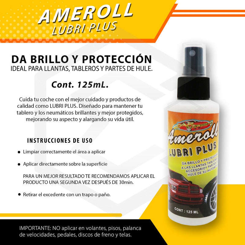 2 Ameroll Abrillantador Protección Llanta Tablero Hule 125ml Blanco