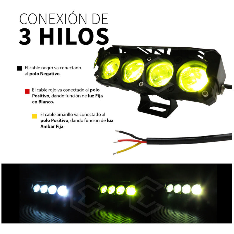 Par De Faros 4 Lupas 24 Leds Auxiliares Bicolor Fijo 10-30v