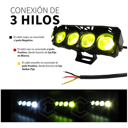 Par De Faros 4 Lupas 24 Leds Auxiliares Bicolor Fijo 10-30v