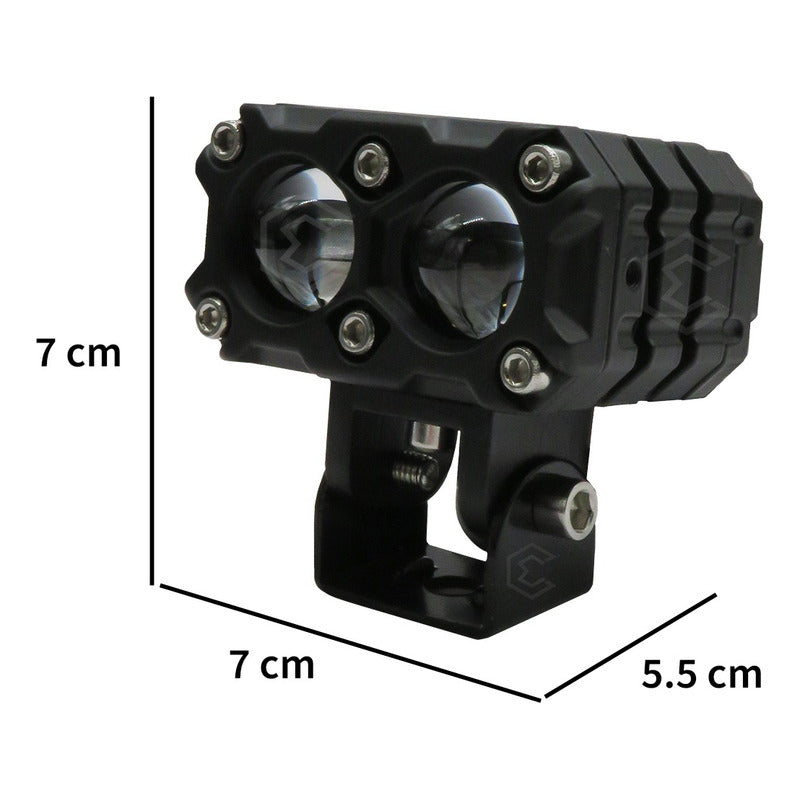 2 Faros Moto Bicolor 12 Hiperleds Lupa Fijo 24,000lm 12-24v