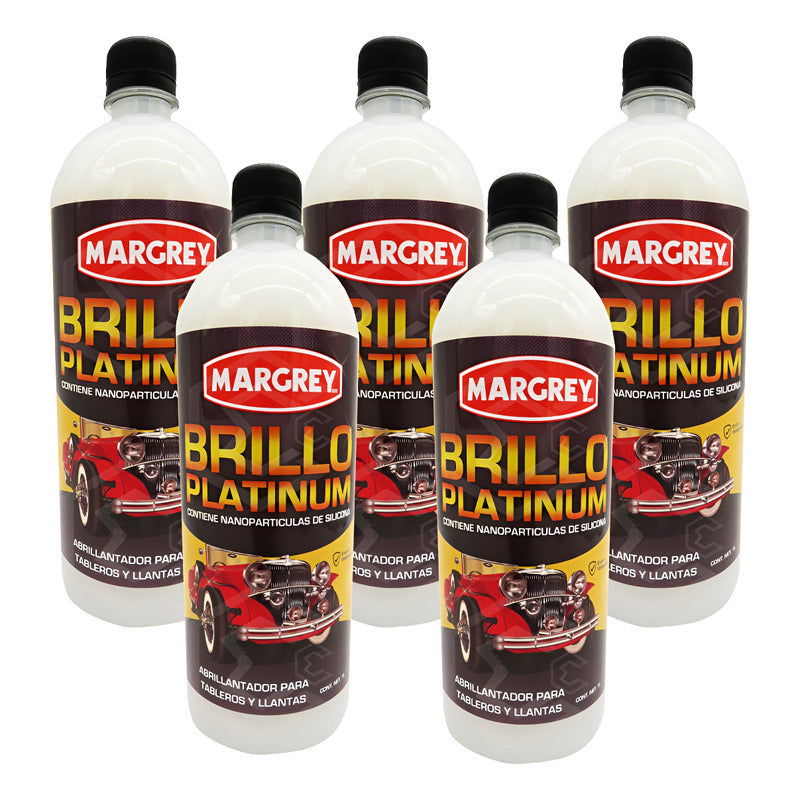 5 Brillo Platinum Tablero Y Llantas Silicona No Grasoso 1l Blanco