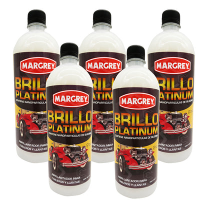 5 Brillo Platinum Tablero Y Llantas Silicona No Grasoso 1l Blanco