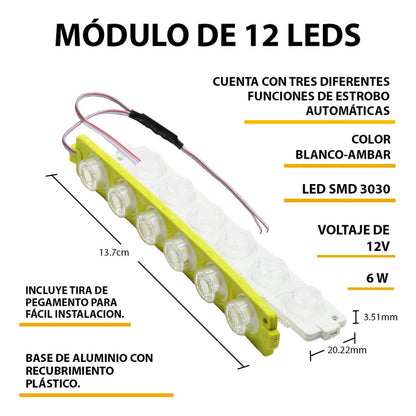 10 Módulos 12 Leds Código 3 Funciones Grúa Torrera 6w T