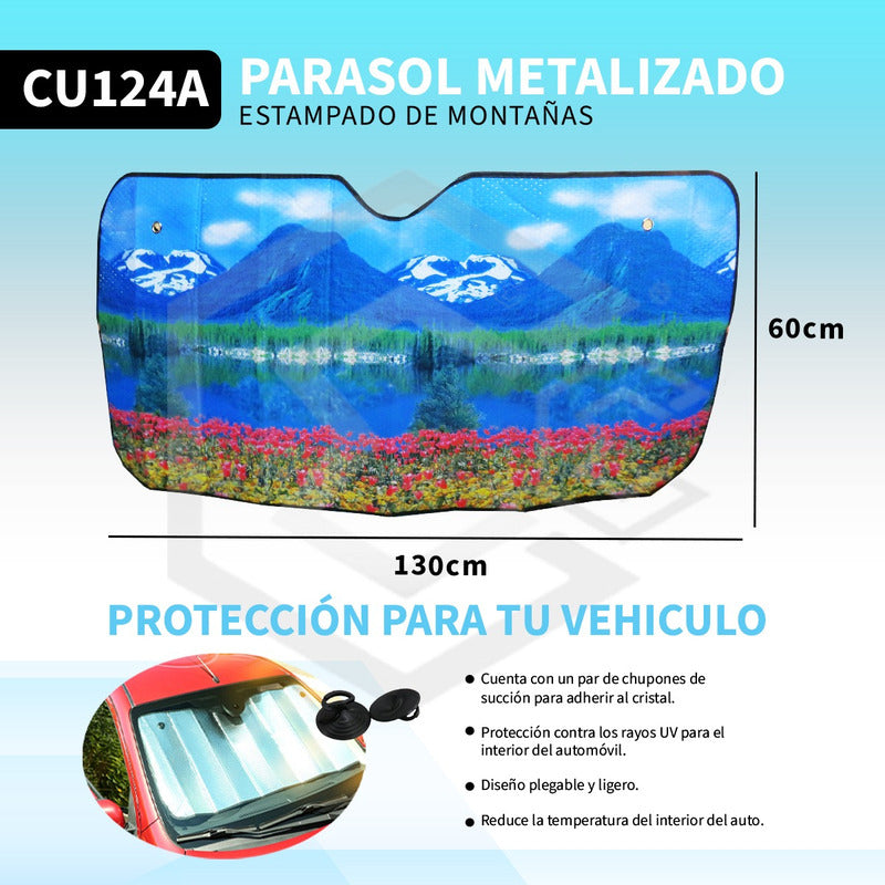 Cubresol Parasol Auto Metalizado Con Chupones Varios Modelos