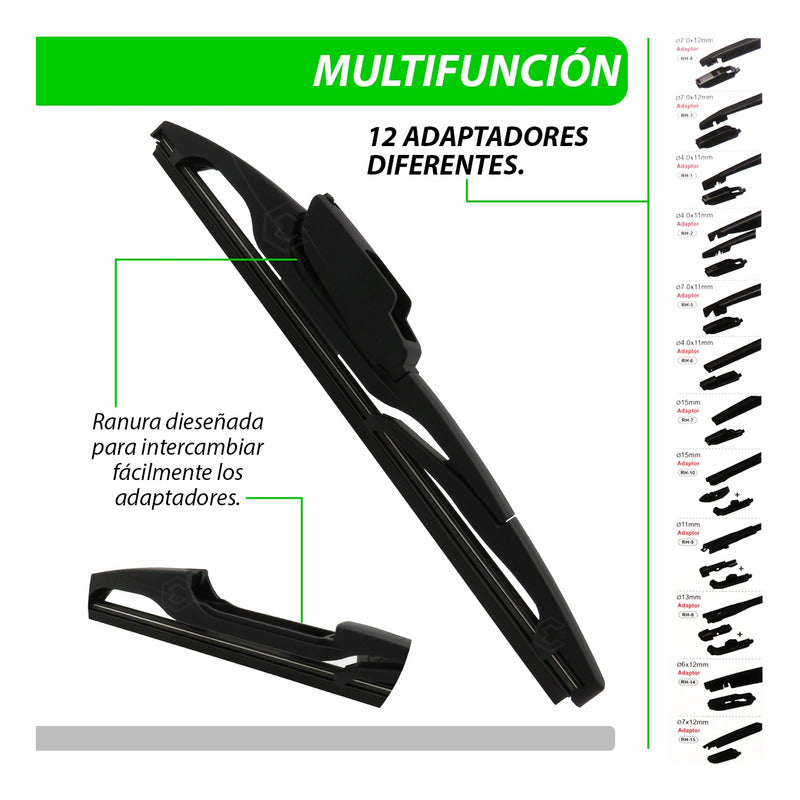 Pluma Limpiaparabrisas Trasera 10  12'' 14  12 Adaptadores
