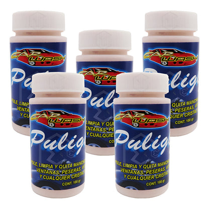 5 Pulidor De Vidrio Cristal Limpiador Quita Mancha Puliglass Rosa