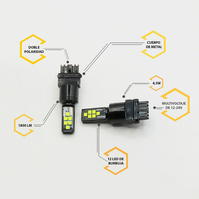 2 Focos 12 Led Canbus Cuarto Stop 12-24v 1156 57 3157  7507