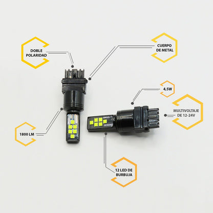 2 Focos 12 Led Canbus Cuarto Stop 12-24v 1156 57 3157  7507