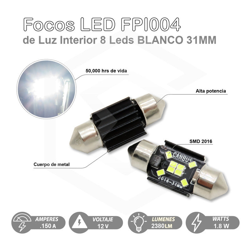 Kit 10 Focos Luz Interior 10 Leds Canbus 31mm 36mm 39mm 41mm