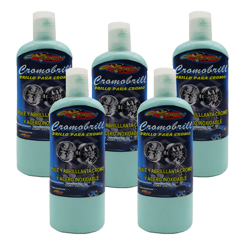 5 Pule Y Abrillanta Cromo Acero Inoxidable Cromobrill 250ml Azul Acero