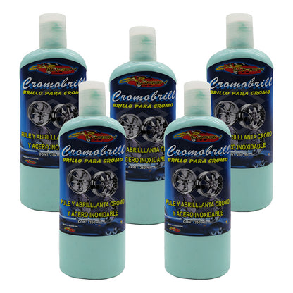 5 Pule Y Abrillanta Cromo Acero Inoxidable Cromobrill 250ml Azul Acero