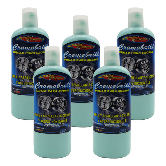 5 Pule Y Abrillanta Cromo Acero Inoxidable Cromobrill 250ml Azul Acero