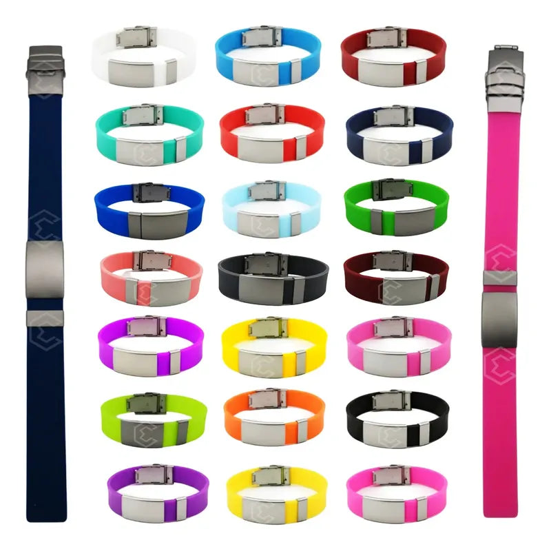 Pulsera Identificación Personalizada Emergencia Grabadoláser Rosa Fosfo