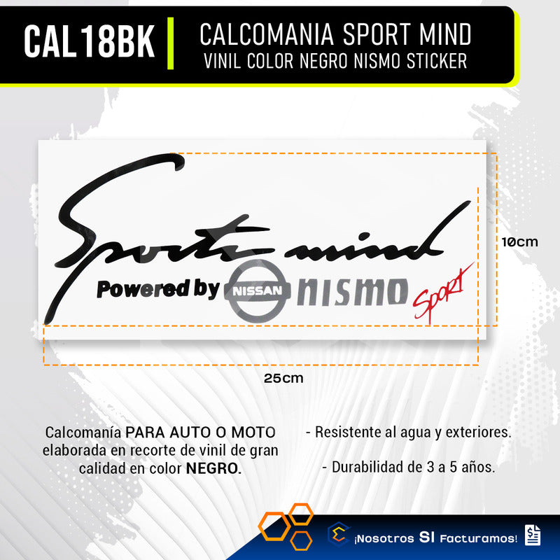 Calcomanía Sport Mind Nismo Sticker Vinil Auto Moto 25cmx10