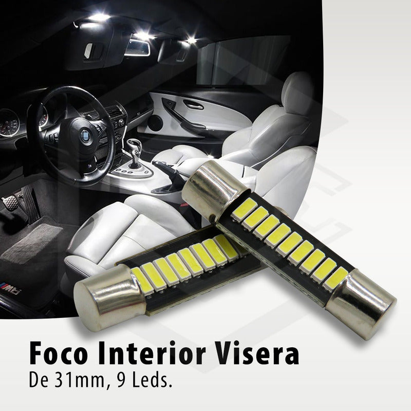 4 Focos Fusible Festoon 28mm Y 31mm T6.3 Con 9 Led Viseras