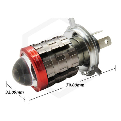 Foco Moto H4 Lupa Proyector Bicolor 6 Leds Csp 2 Funciones H4