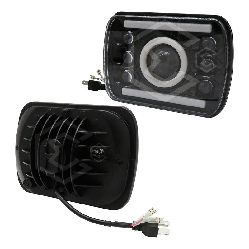 Par De Faros Unidad 5x7 Led Cree Luz Cortesía 7 Lupas 12-24v