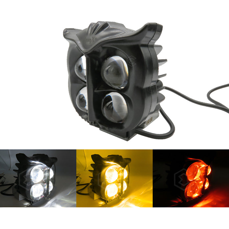 2 Faros 36 Leds Cuadrado Buho 4 Lupas Blanco-ambar 12-24v
