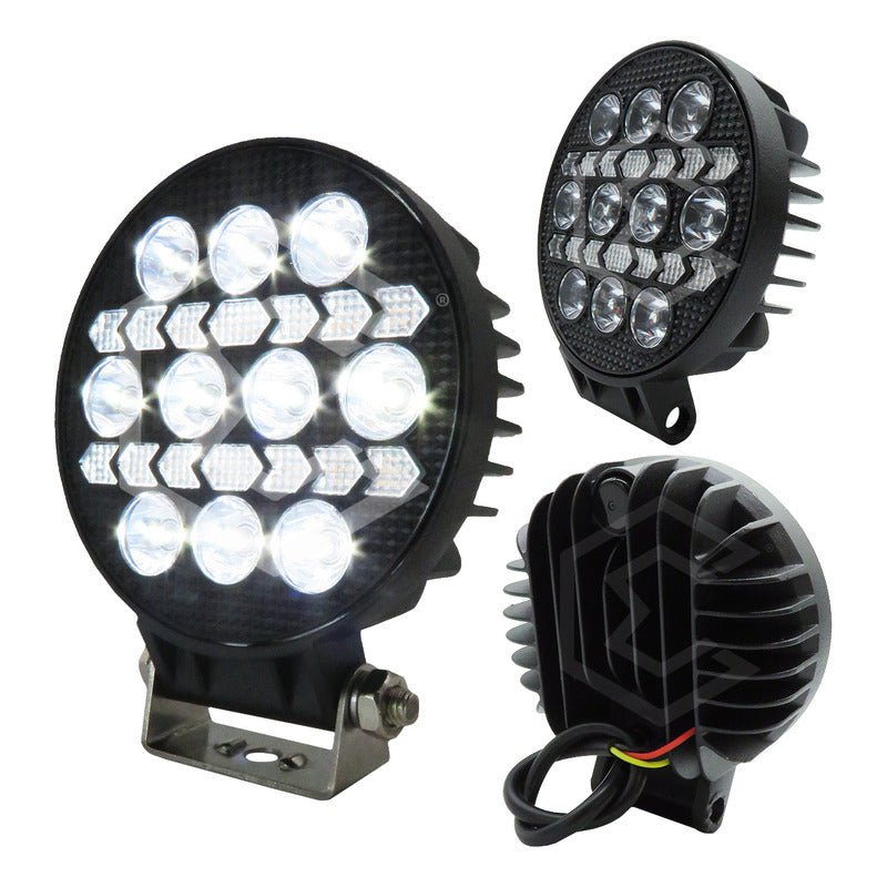 Par Faros 16 Leds 10 Lupas Bicolor 3 Funciones Flecha 12-24v