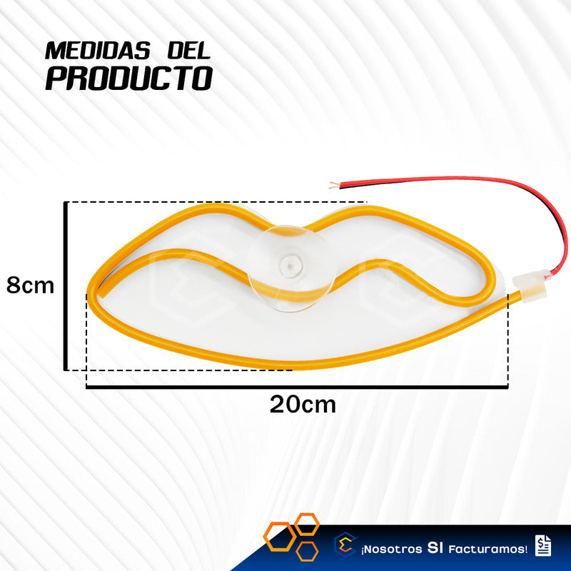 Figura Beso Led Luz Neon Parabrisas Chupón Grande 26cm 12v