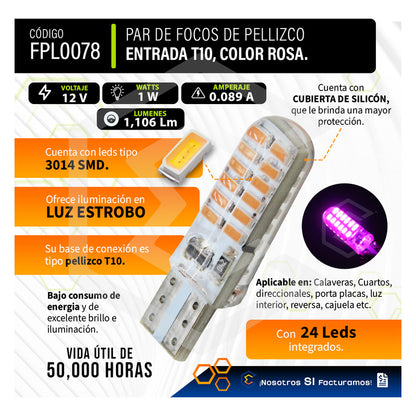 Kit 10 Focos De Pellizco 24 Leds Smd T10 Gel Luz Estrobo 12v