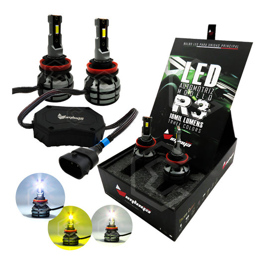 2 Focos Led H11 Ventilador Alta Baja Tricolor 18000lm 12-24v H11