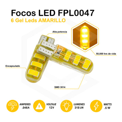 Kit De 10 Focos De Pellizco T10 6 Gel Leds Smd Alta Potencia