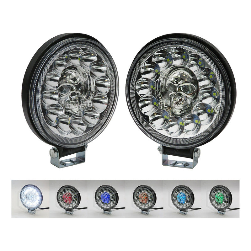 Par De Faros Calavera 26 Leds 4 Funciones Blanco-rgb 12-24v
